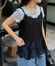 裾レースドッキングシアーキャミチュニック