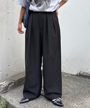【UNISEX】タックボリュームワイドスラックスパンツ/サイドラインスラックス