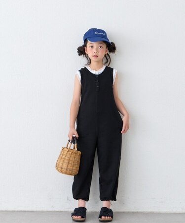 【KIDS】裾ドロスト裏毛ヘンリーオールインワン