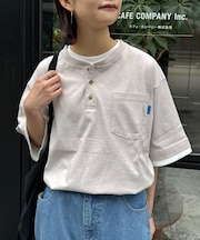 【UNISEX】【汗シミ防止】レイヤードライクヘンリーTEE