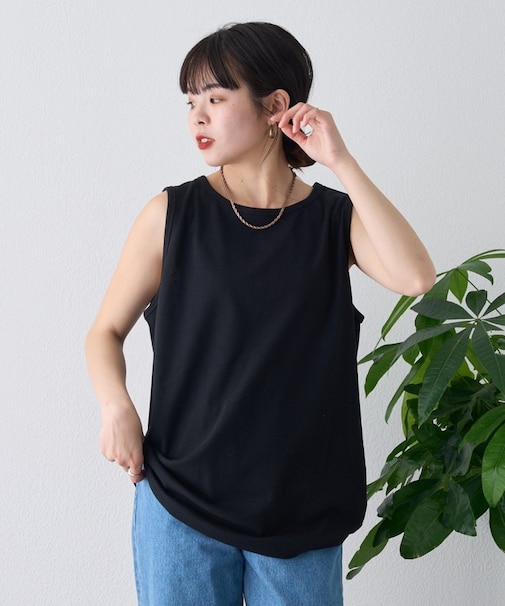 【ユニセックス】接触冷感テレコリブノースリーブタンクトップ