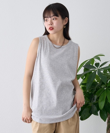 【ユニセックス】接触冷感テレコリブノースリーブタンクトップ