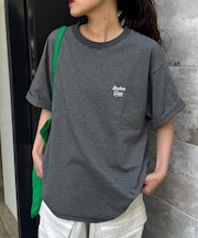 【UNISEX】ピンボーダーワンポイント刺繍ロゴTシャツ