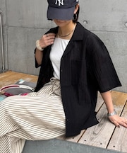 【UNISEX】シアーオープンカラーシャツ