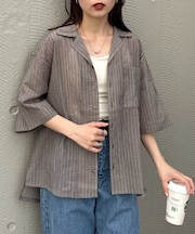 【UNISEX】シアーオープンカラーシャツ