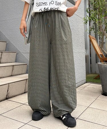 【UNISEX】チェックカーブイージーパンツ