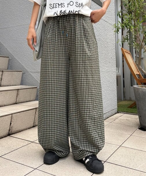 【UNISEX】チェックカーブイージーパンツ
