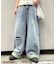 【UNISEX】ライトオンスカラーロールアップダメージデニム