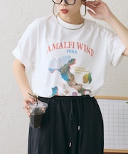 【AMALFI】ワンポイント刺繍アソートプリントTee