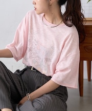 【AMALFI】ワンポイント刺繍アソートプリントTee