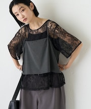 【マルチウェイ】ビスチェ付きレースブラウスTee