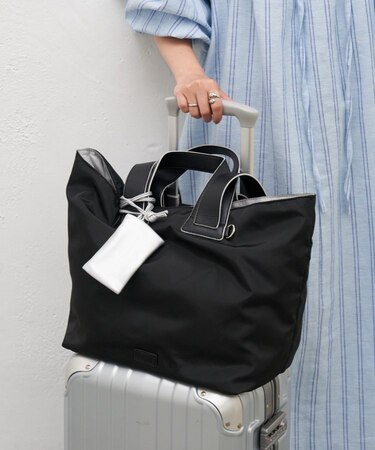 :【MumME】キャリーオン/マザーズバッグ2WAY撥水ナイロン配色トートBAG
