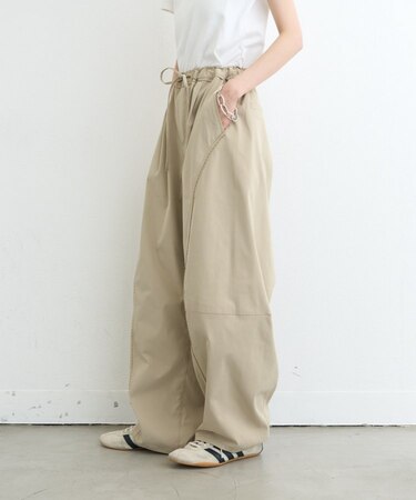 【3サイズ展開/接触冷感】ピコレースツイルバレルパンツ