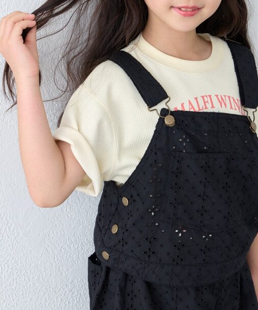 【KIDS】サロペット風スカラップレースセットアップ