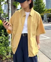 【ユニセックス】フルジップ半袖シャツ