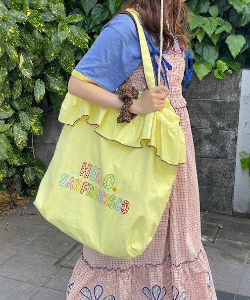 【HELLO.SANFRANCISCO】フリル刺繍BIGトートバッグ