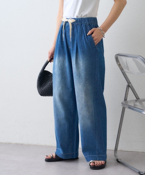【3サイズ展開/すっきり見え◎】柔らかストレートイージーデニムパンツ