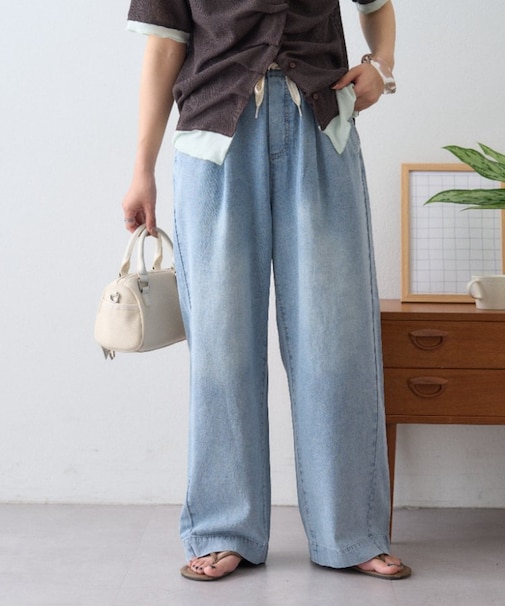 【3サイズ展開/すっきり見え◎】柔らかストレートイージーデニムパンツ