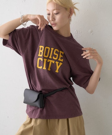 ピグメント加工スラブカレッジロゴTEE