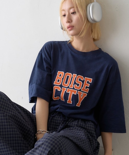 ピグメント加工スラブカレッジロゴTEE