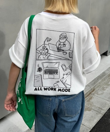 【ユニセックス】OJISAN刺繍バックプリントワッフルTEE