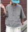 【ユニセックス】ノーカラービッグポケットチェックシャツ