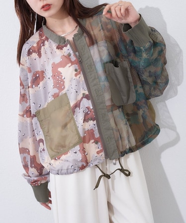 【etsinta】メッシュZIPシャツ