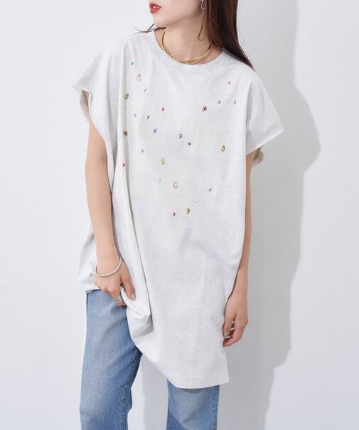 【etsinta】ビジュー付カレッジノースリ
