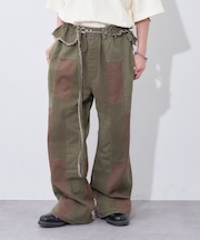 【etsinta】ベルト付パッチワークフレアパンツ