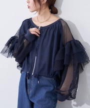 【etsinta】メッシュフリルカーデ
