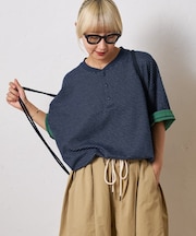 ボーダー配色ヘンリーTee