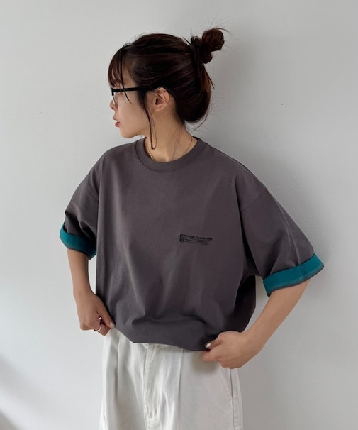 配色フェイクレイヤードTee