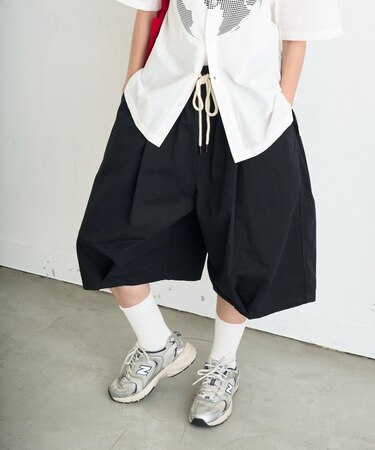 タックハーフボリュームワイドパンツ/WEB限定カラー・プラスサイズあり