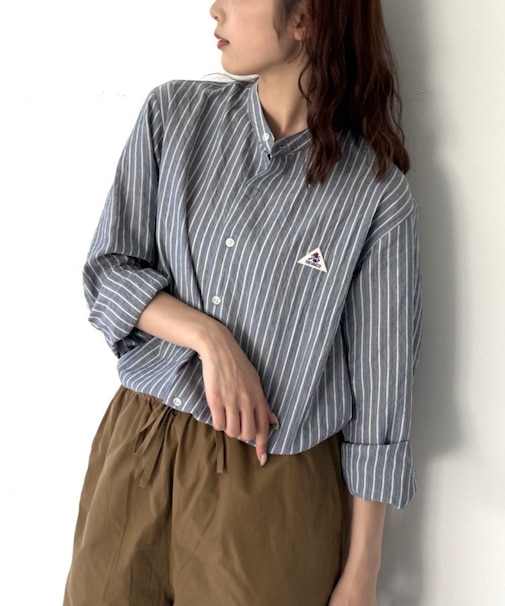 【GEVACO】バンドカラーワッペンシャツ