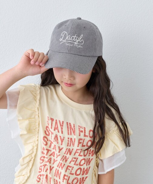 【KIDS】後ろ紐リボンチェックロゴCAP