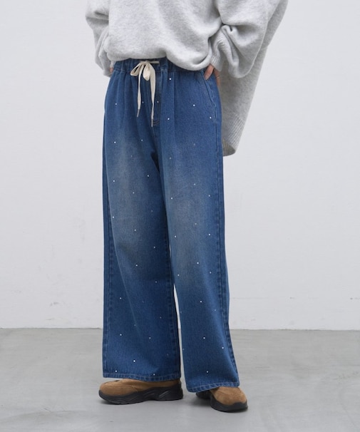 ∴【3サイズ展開】ビジューイージーデニム