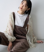 ∴【2サイズ展開/前後2WAY】マットベロア裾ドロストサロペ