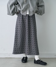 ∴【2サイズ展開】ドットフロッキーツイルナロースカート
