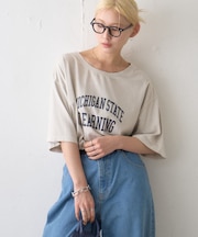 ∴アシッドウォッシュカレッジロゴオーバーTee