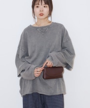 アシッドウォッシュ加工フェイクレイヤードワッフルロンTEE