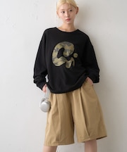 ニュアンス柄プリント2WAYワッフルロンTEE
