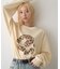ニュアンス柄プリント2WAYワッフルロンTEE