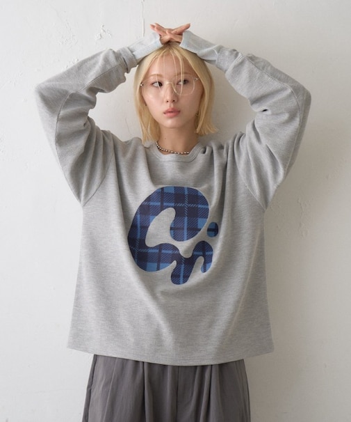 ニュアンス柄プリント2WAYワッフルロンTEE