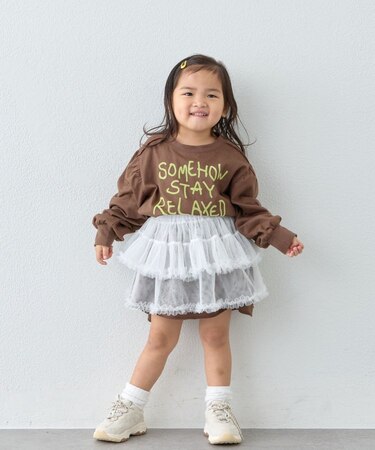 【KIDS/ZOZO限定カラーあり】らくがき風フロッキーロゴミニワンピチュニック