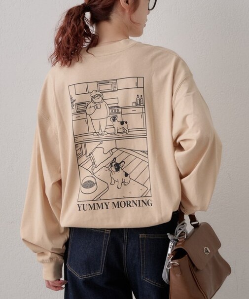 【DOG＆OJISAN】ワンポイント刺繍ロンTEE
