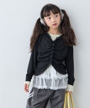【KIDS】シアーリブタックレースカットカーデ