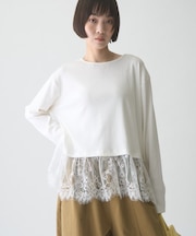 ∴裾レースリブロンTee