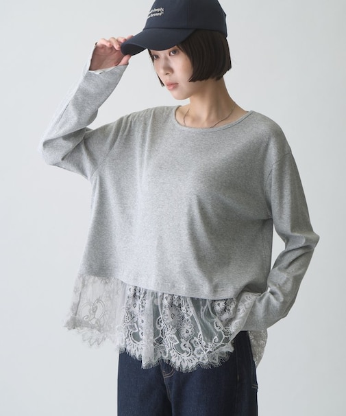 ∴裾レースリブロンTee