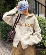 ネップヤーンダブルジャガードニットジップパーカー【WEB限定カラーあり】