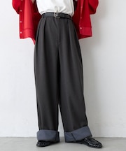 チェック柄ロールアップスラックス